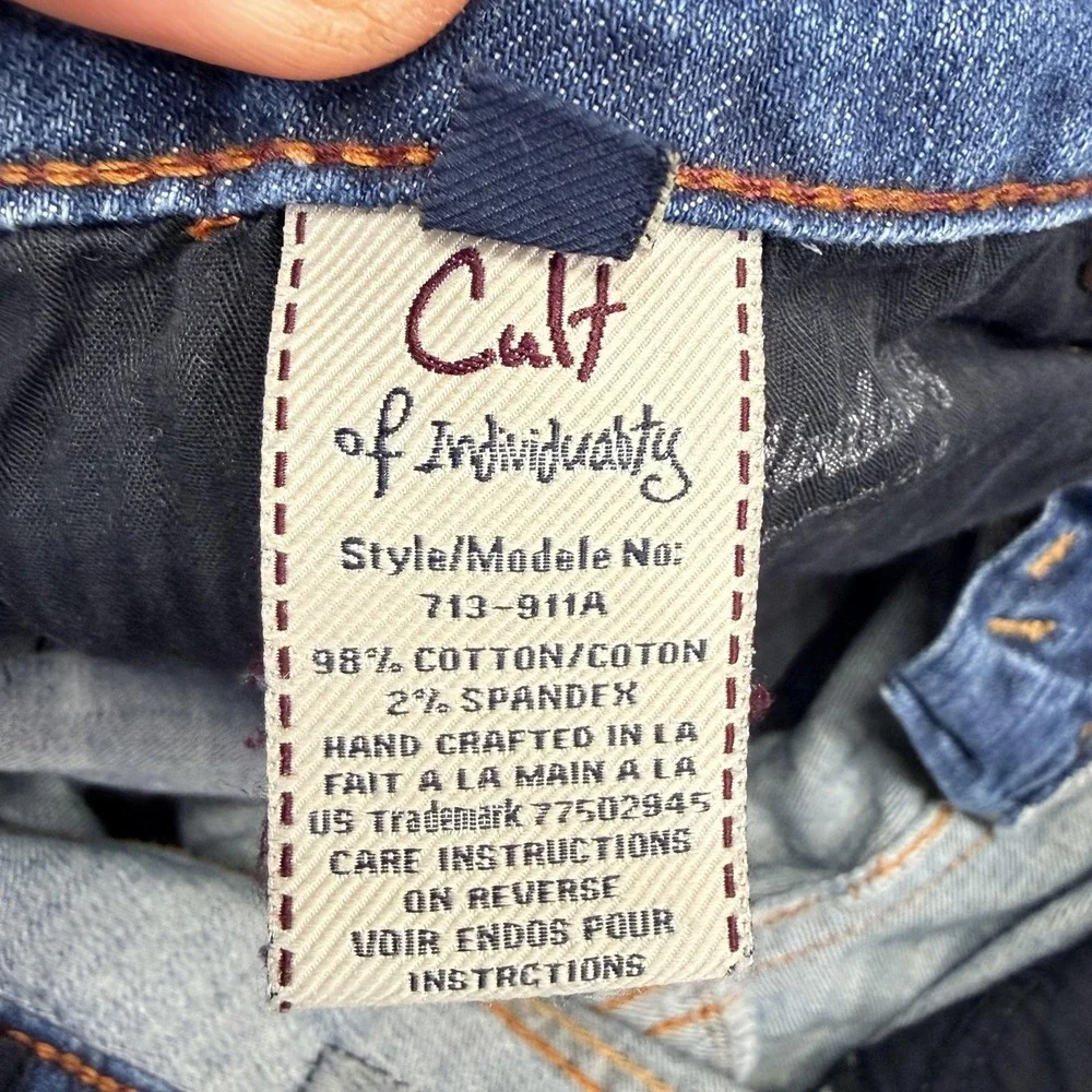 Cult Of Individuality Jeans Mens 32x28 Blue Medium Wash Distressed Stretch Denim